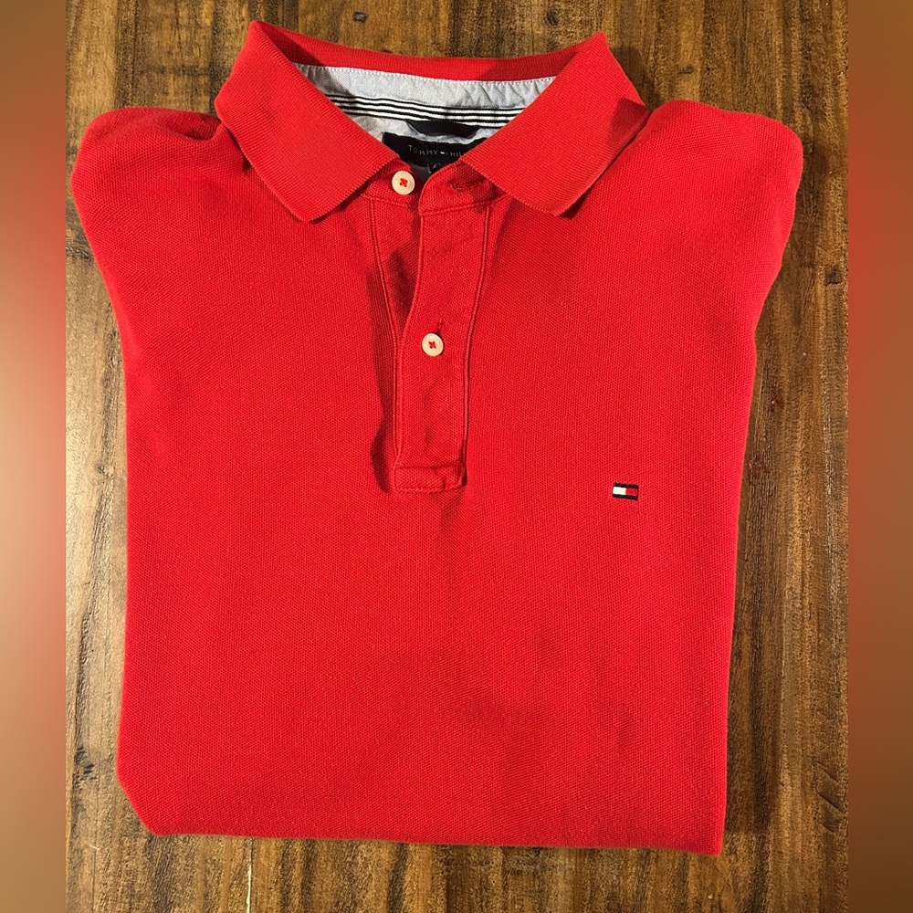 Tommy Hilfiger Men’s Large Red Polo Short Sleeve Shirt